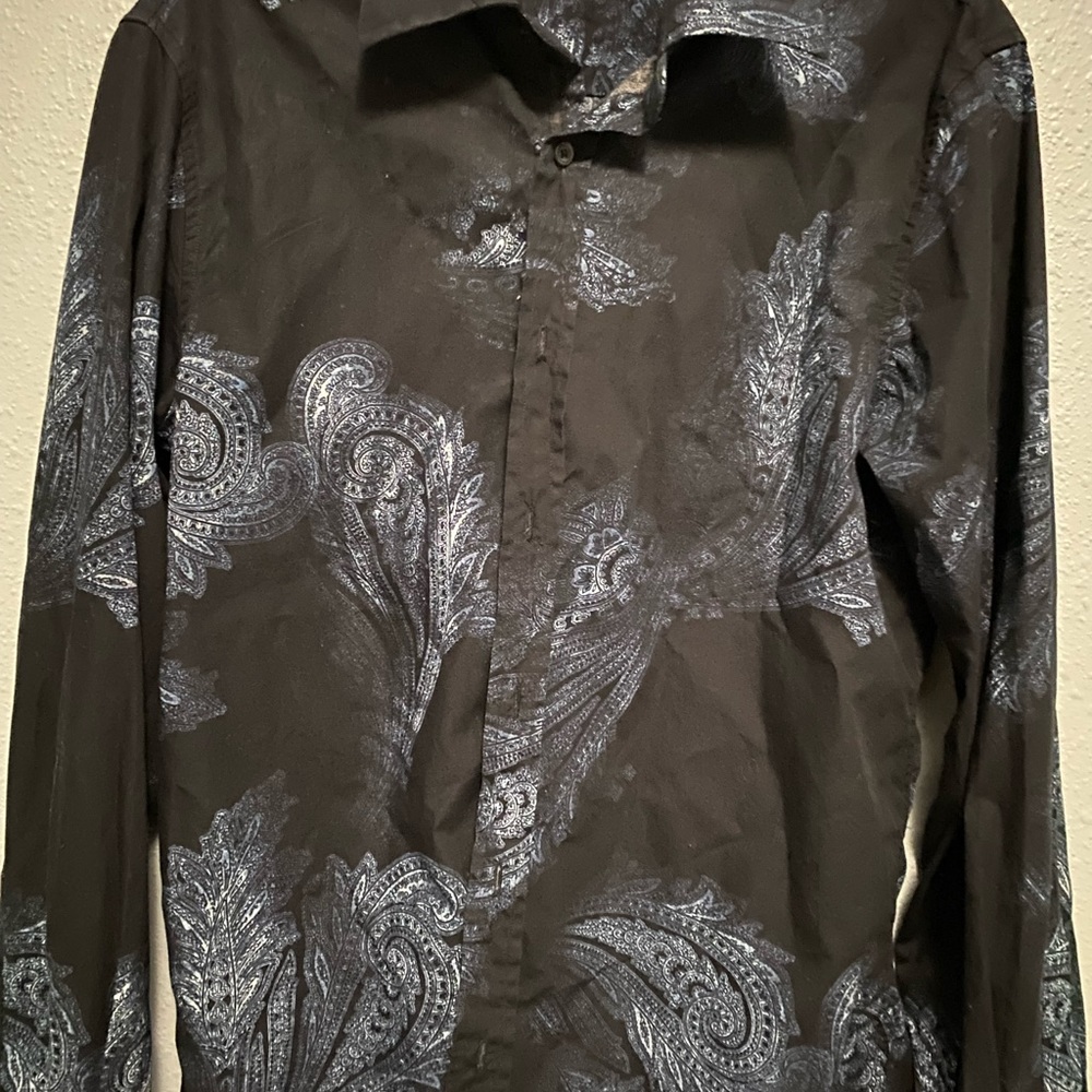 M black paisley print button up